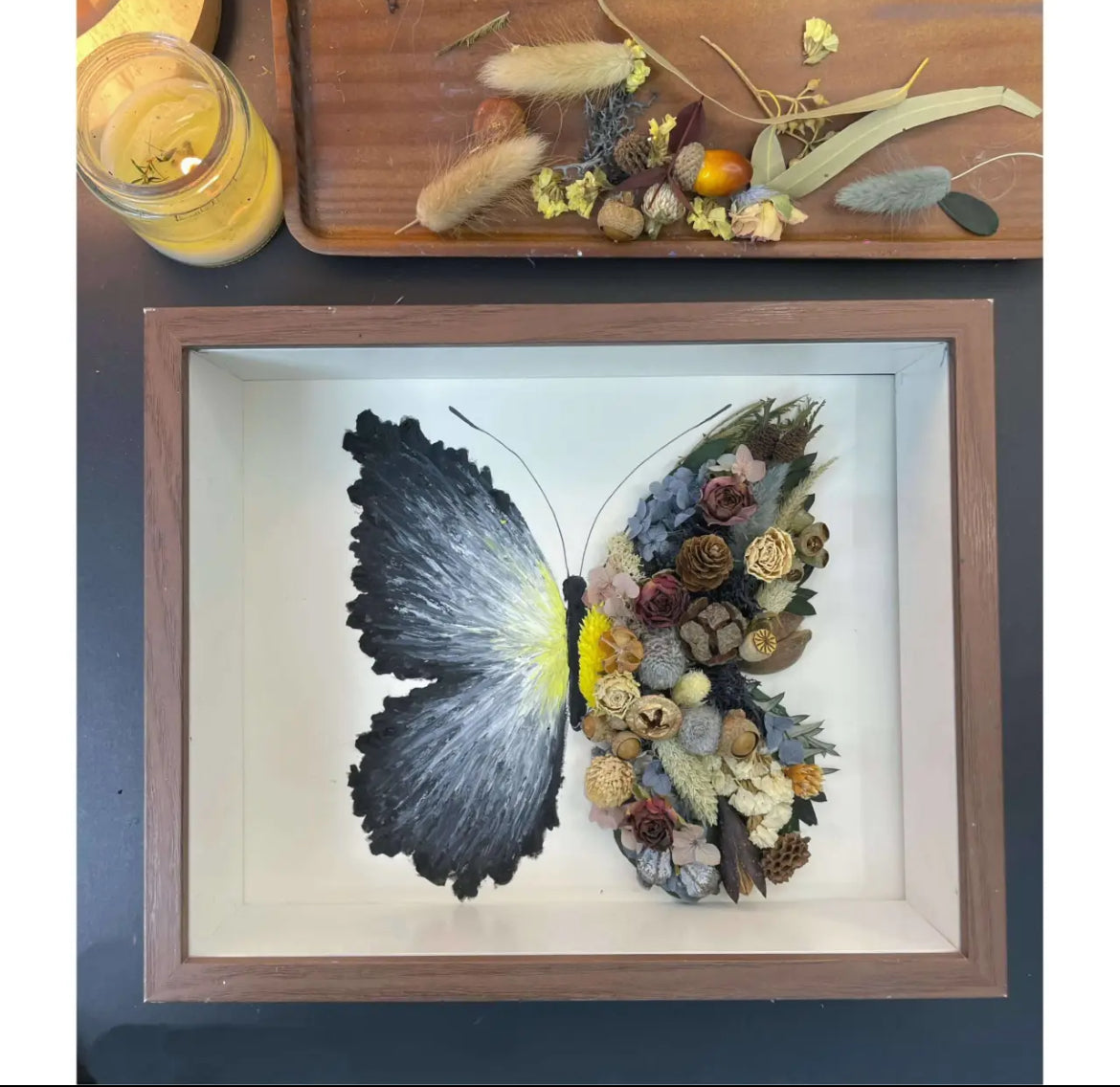 Beautyzkx Homemade creative handmade DIY butterfly dried flower photo frame material package（zkx0010）