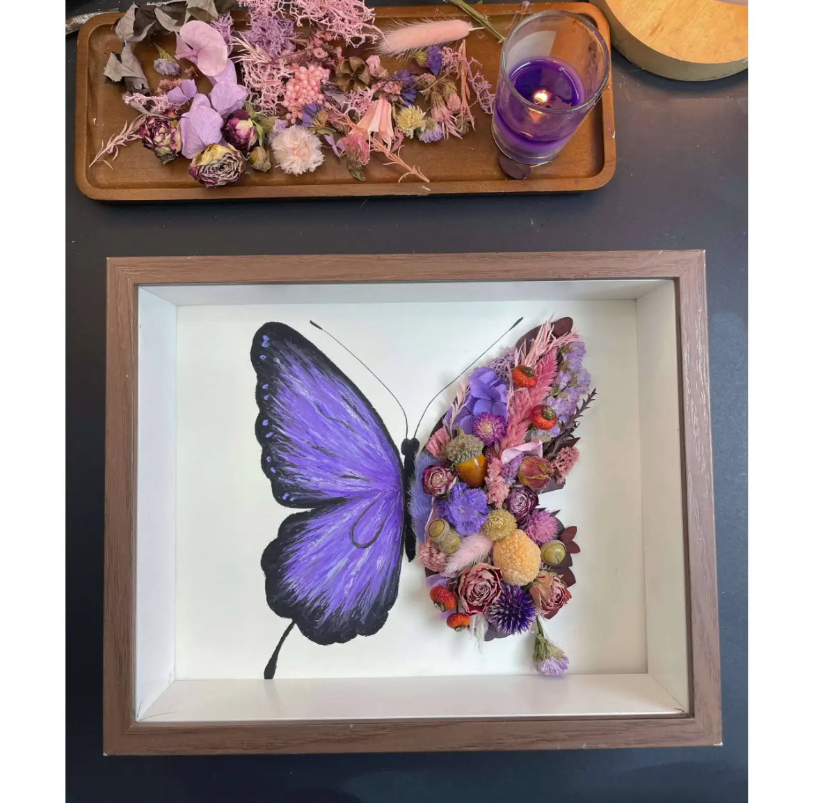 Beautyzkx Homemade creative handmade DIY butterfly dried flower photo frame material package（zkx0010）