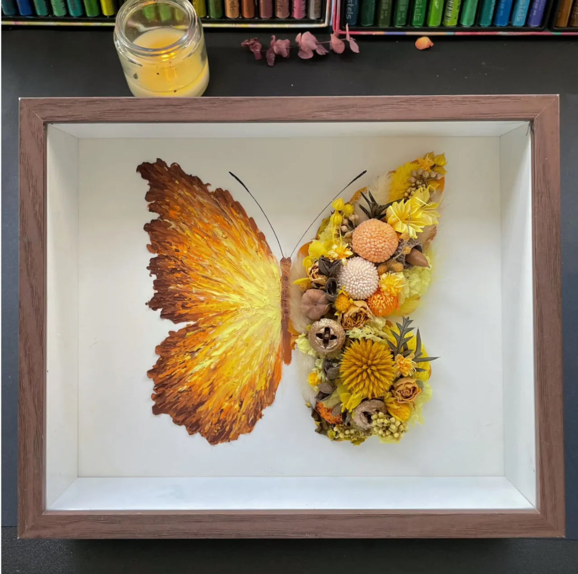 Beautyzkx Homemade creative handmade DIY butterfly dried flower photo frame material package（zkx0010）