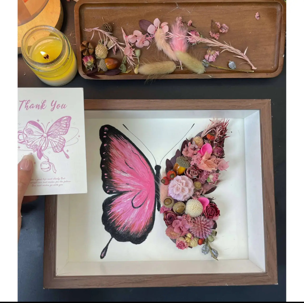 Beautyzkx Homemade creative handmade DIY butterfly dried flower photo frame material package（zkx0010）