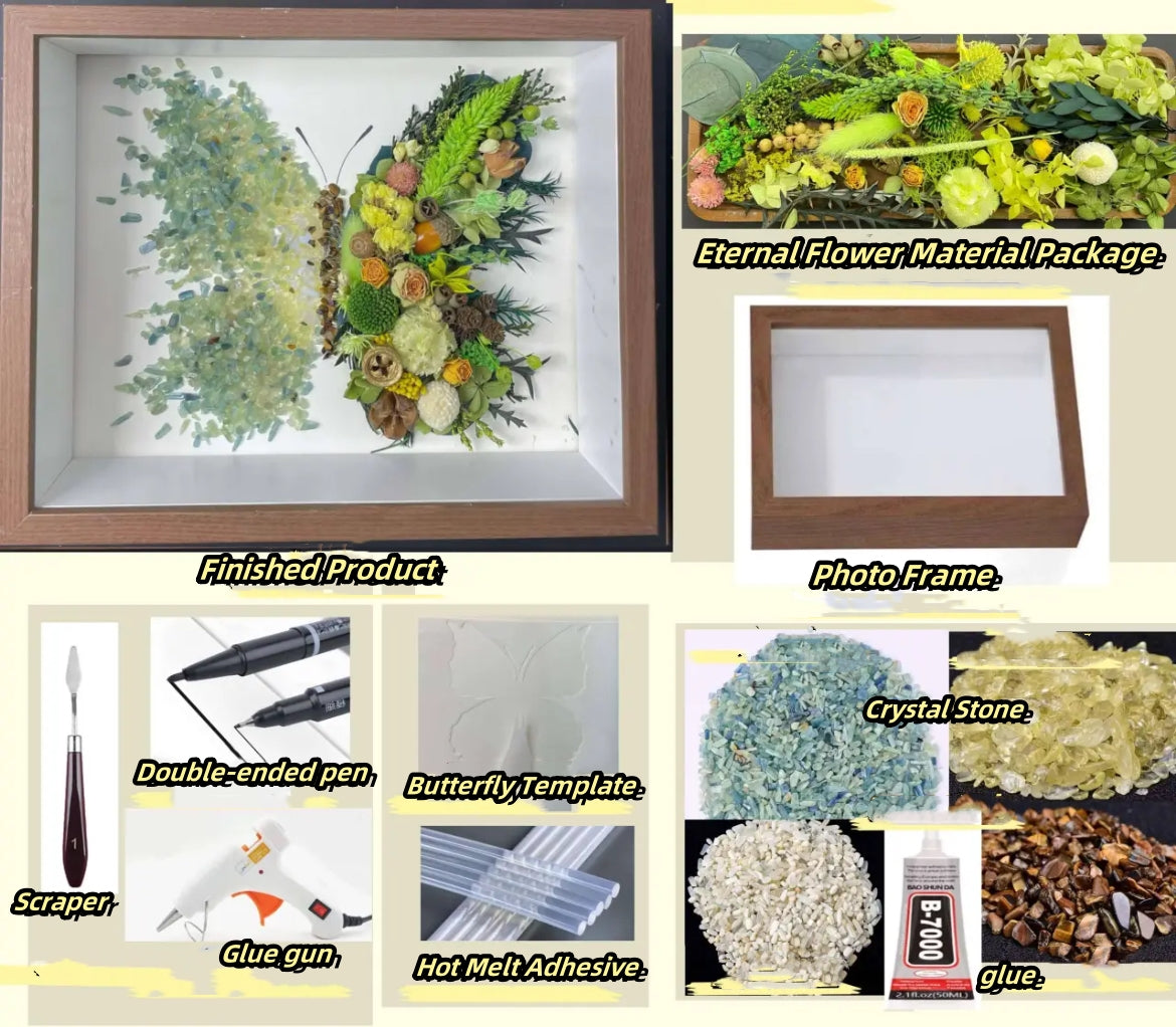 Beautyzkx Homemade creative handmade DIY butterfly dried flower photo frame material package（zkx0011）