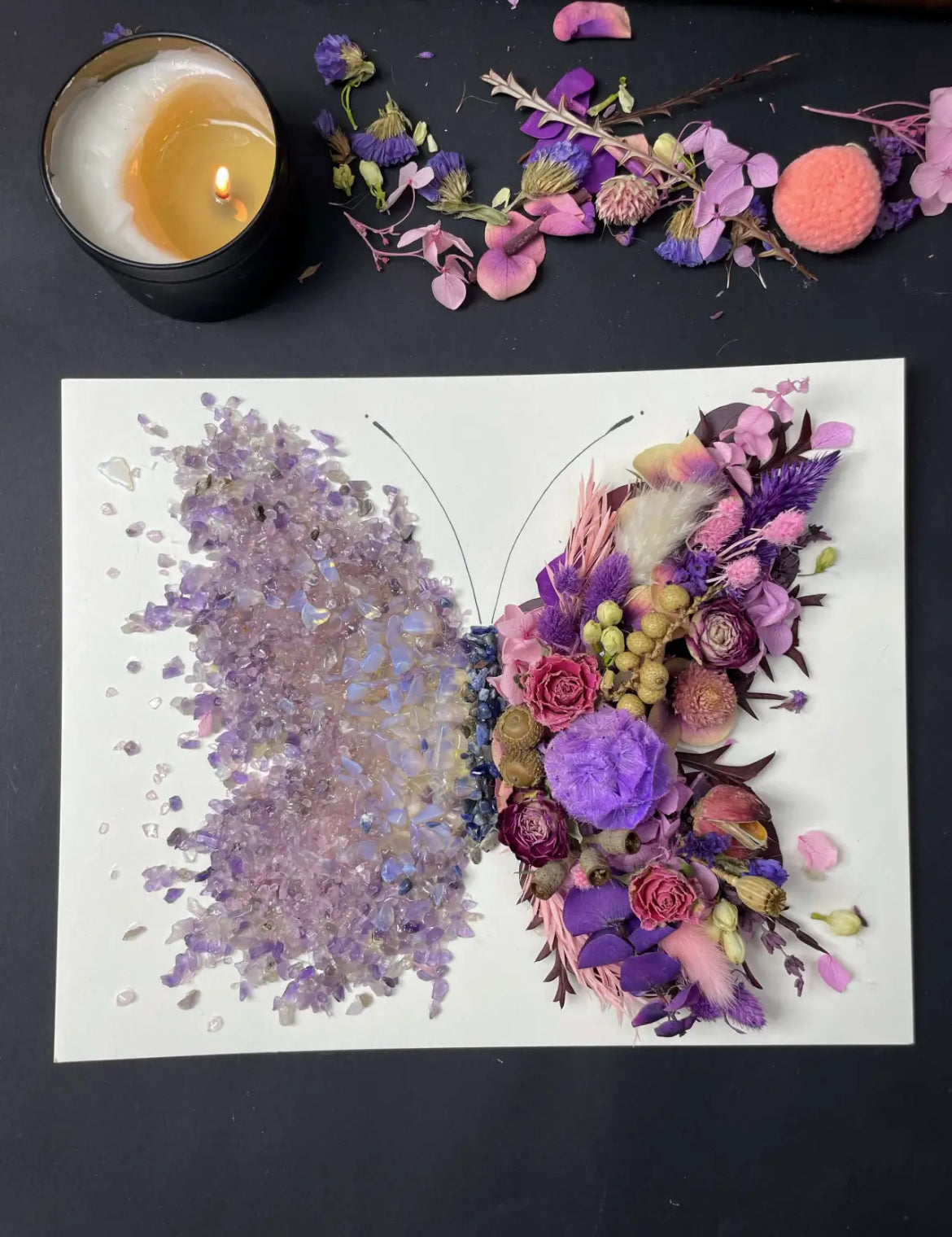 Beautyzkx Homemade creative handmade DIY butterfly dried flower photo frame material package（zkx0011）