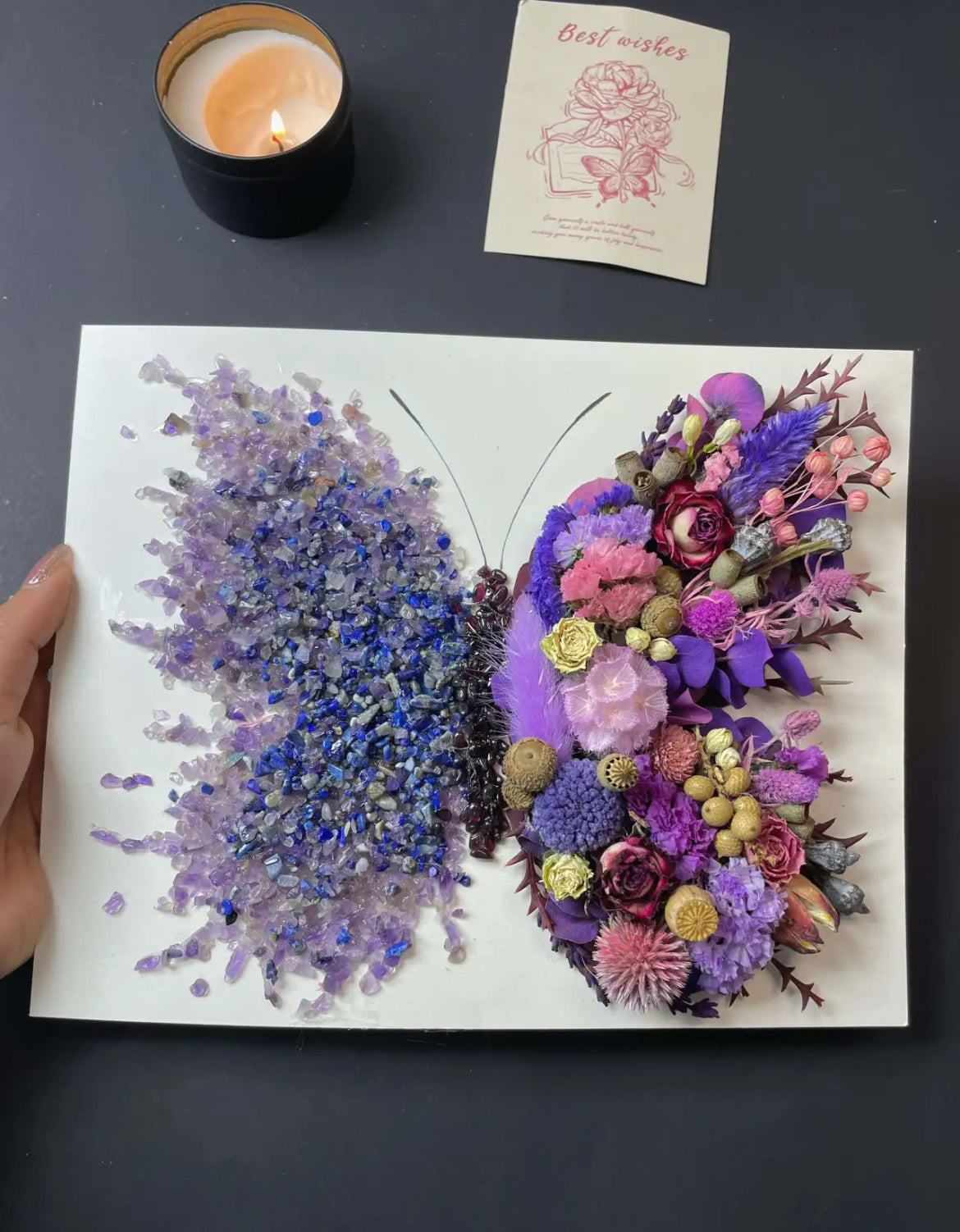 Beautyzkx Homemade creative handmade DIY butterfly dried flower photo frame material package（zkx0011）