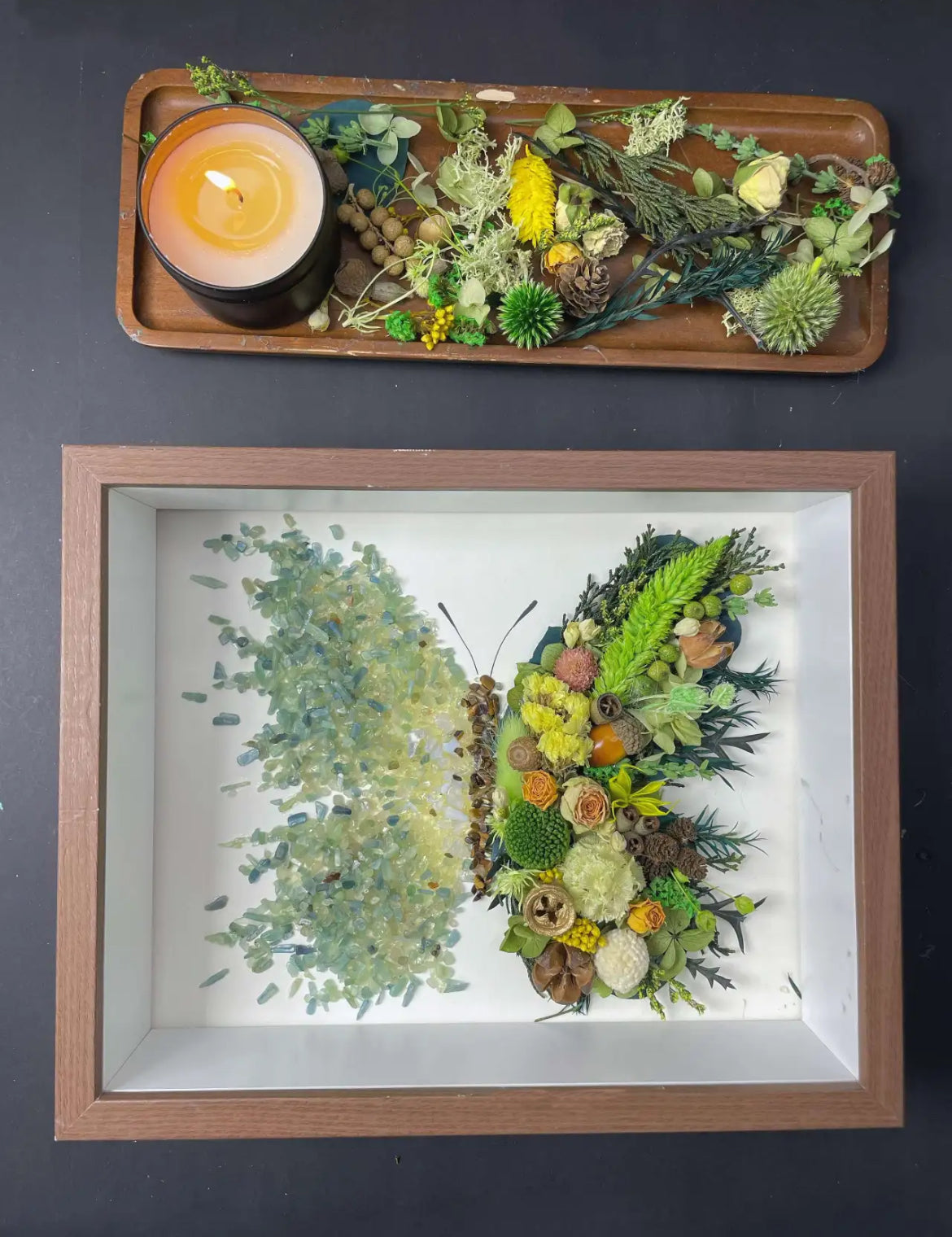 Beautyzkx Homemade creative handmade DIY butterfly dried flower photo frame material package（zkx0011）