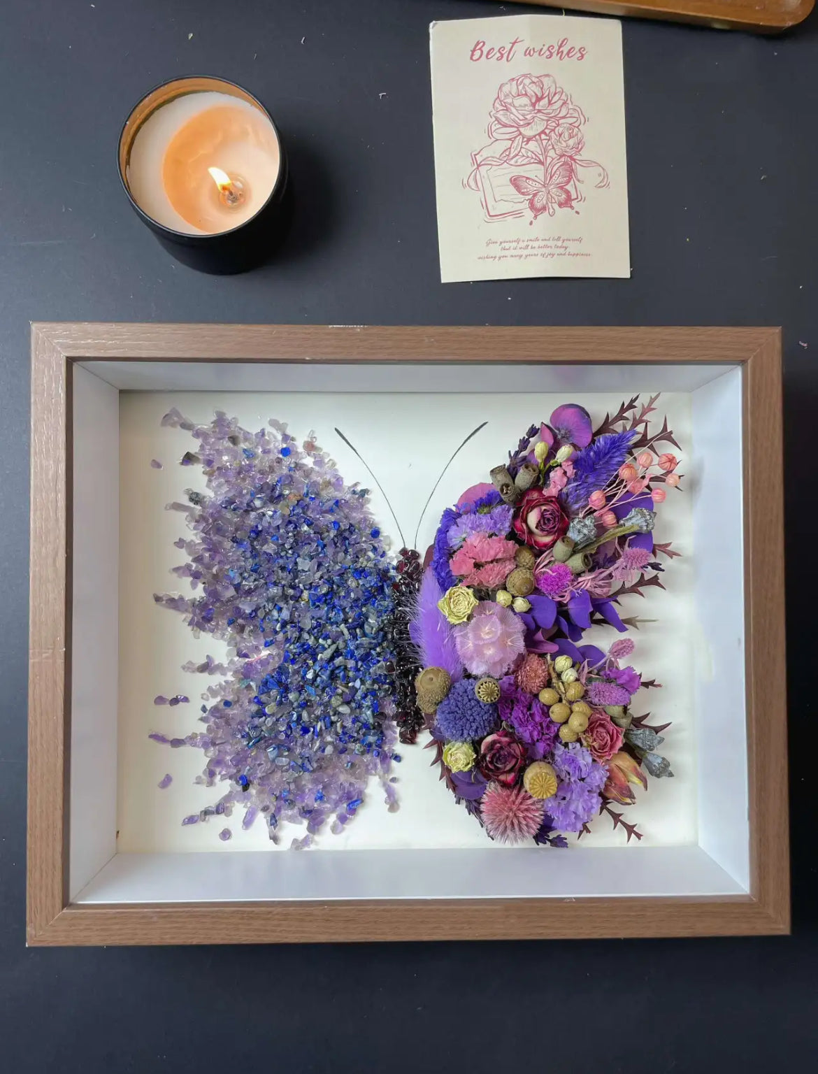 Beautyzkx Homemade creative handmade DIY butterfly dried flower photo frame material package（zkx0011）