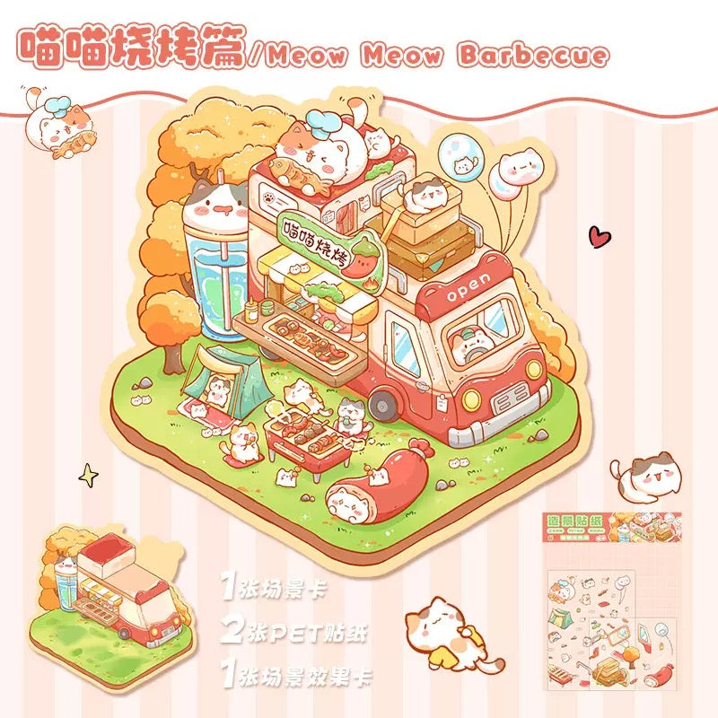 DIY 3D House Stickers, 3D Scene Stickers, Simulated Cabin Scene Stickers Large Version, Cute Cartoon Scenery Stickers for Adults and Kids