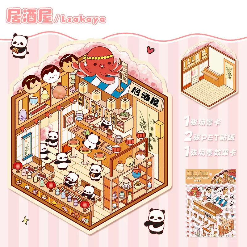 DIY 3D House Stickers, 3D Scene Stickers, Simulated Cabin Scene Stickers Large Version, Cute Cartoon Scenery Stickers for Adults and Kids