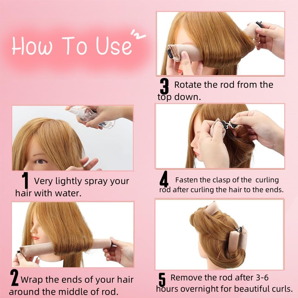 Beautyzkx Heatless Hair Curling Sticks  No Heat Hair Rollers Overnight Soft DIY Wave Hair Curlers Rode Hair Accessories for Women Long &Medium Hair Heatless Hair Curlers to Sleep In 3PCS